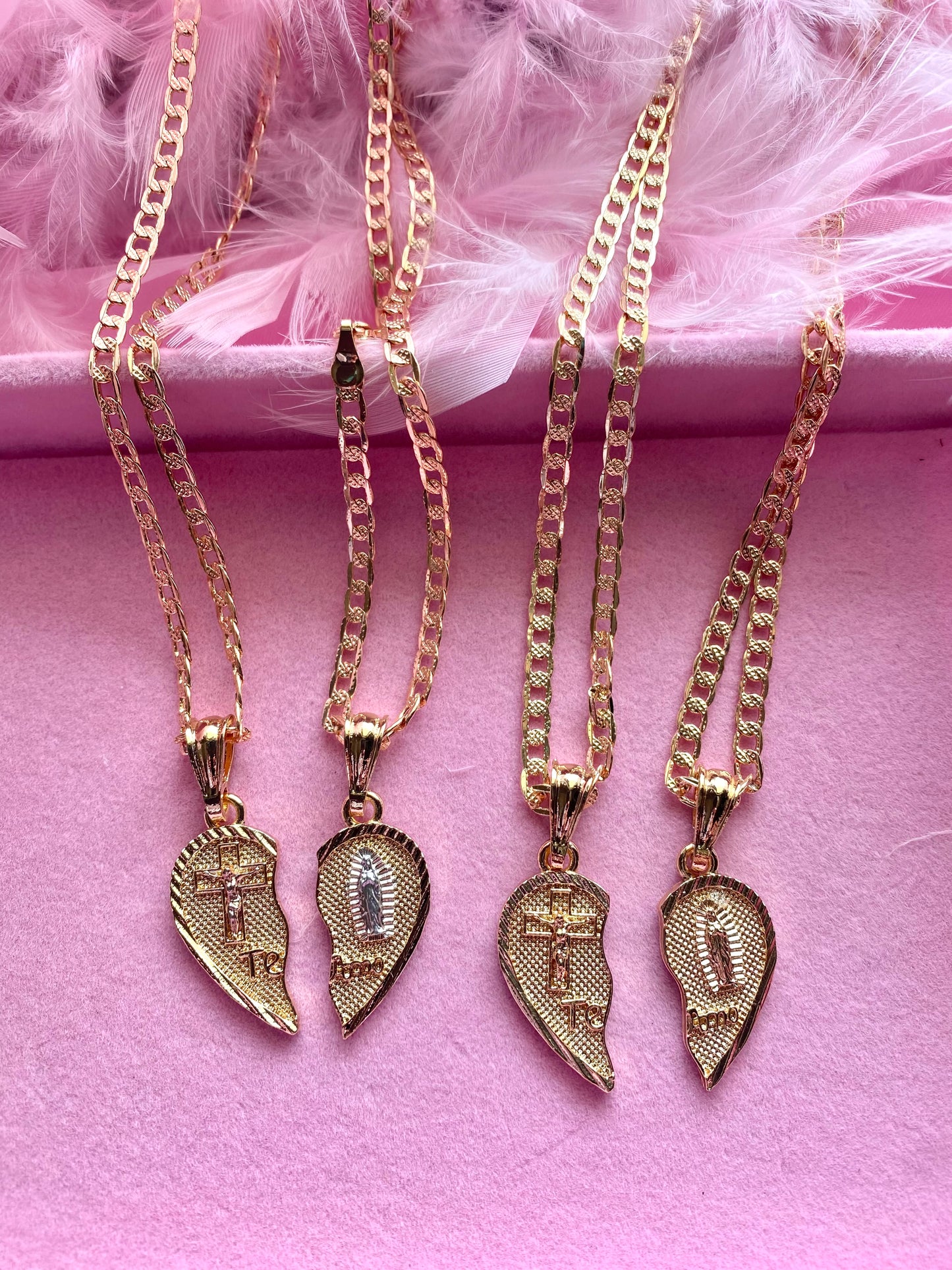 "GUADALUPE TE AMO" COUPLE NECKLACES